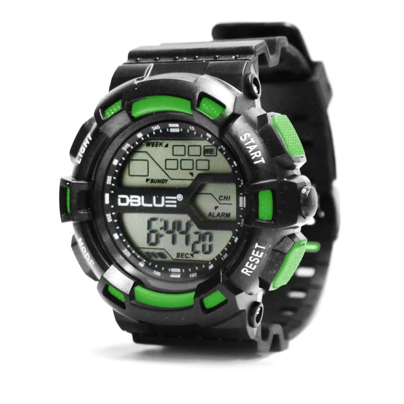 Reloj Digital Deportivo Pantalla Led Funcion Alarma Verde Dblue-0