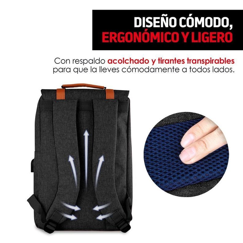 Mochila Maleta Antirrobo Puerto Usb Notebook Impermeable-5