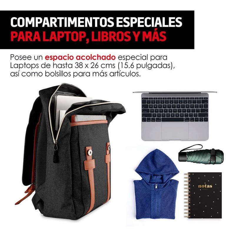 Mochila Maleta Antirrobo Puerto Usb Notebook Impermeable-3