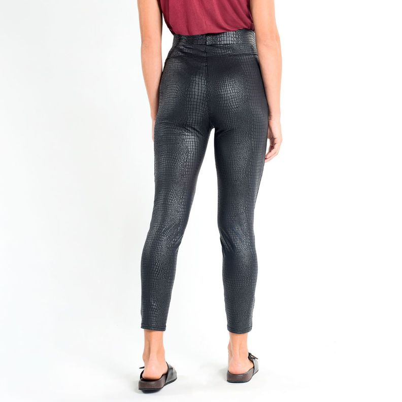 Legging Skinny Efecto Cuero Negra Caffarena-2