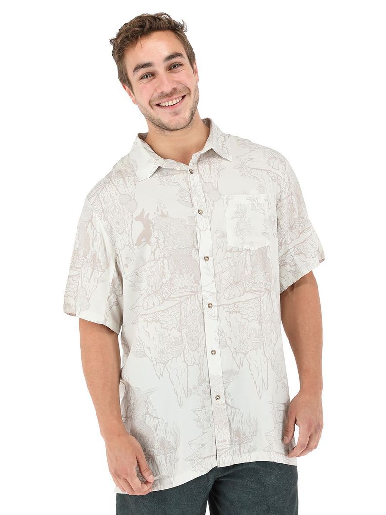 Guayabera Telle Print Crudo Hombre-0
