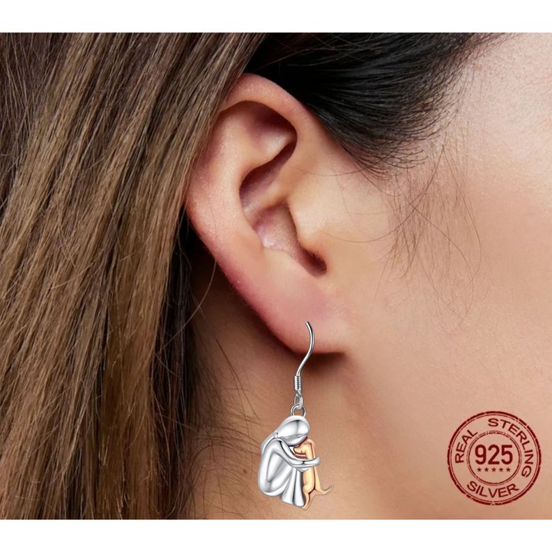 Aros Mujer Perro Mascota Plata 925-2