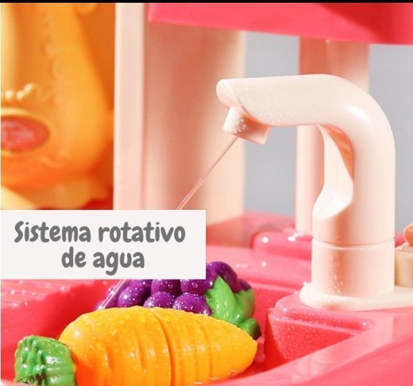 Cocina de Juguete Rosada de 65 Pcs 100cm Alto, Vapor,agua-6