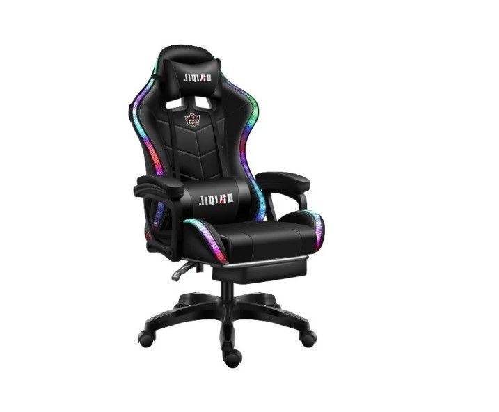 Silla Gamer Negra Led Rgb, Parlante Bluetooth, Repoza Pies-1
