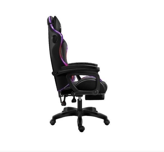 Silla Gamer Negra Led Rgb, Parlante Bluetooth, Repoza Pies-3