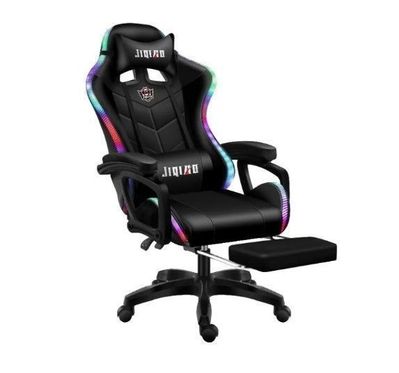Silla Gamer Negra Led Rgb, Parlante Bluetooth, Repoza Pies-0