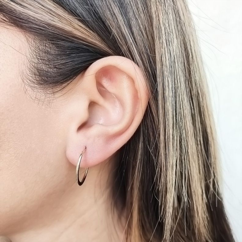 Aros Argollas Planas 19mm Enchapado Oro 18K-3