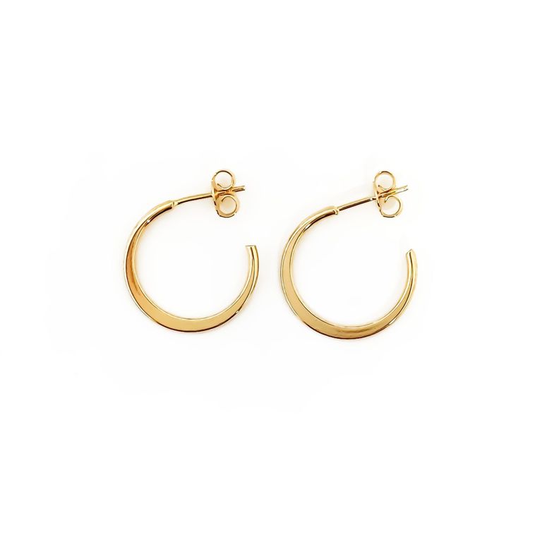 Aros Argollas Planas 19mm Enchapado Oro 18K-0