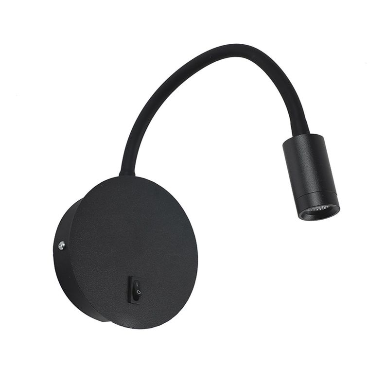Apliqué Lámpara LED Flexible Cabecera Lectura Negro 3W-0
