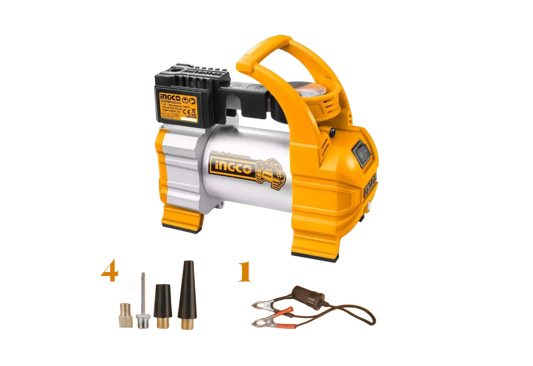 Compresor De Aire Para Auto Ingco 12v 140 Psi 10 A + 5 Acces-0