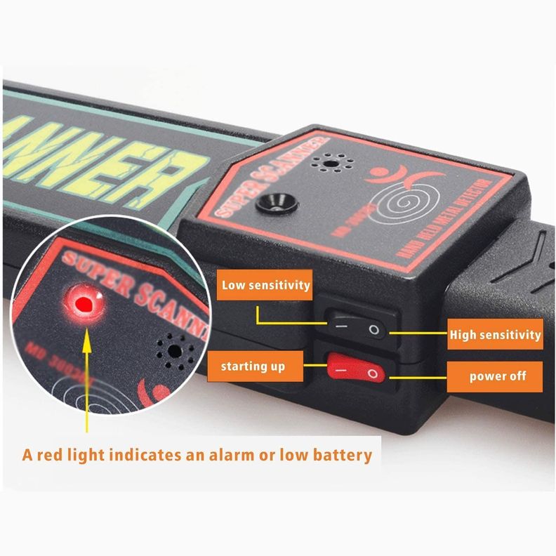 PALETA DETECTOR METALES SEGURIDAD SONIDO Y/O VIBRACION AA20-2