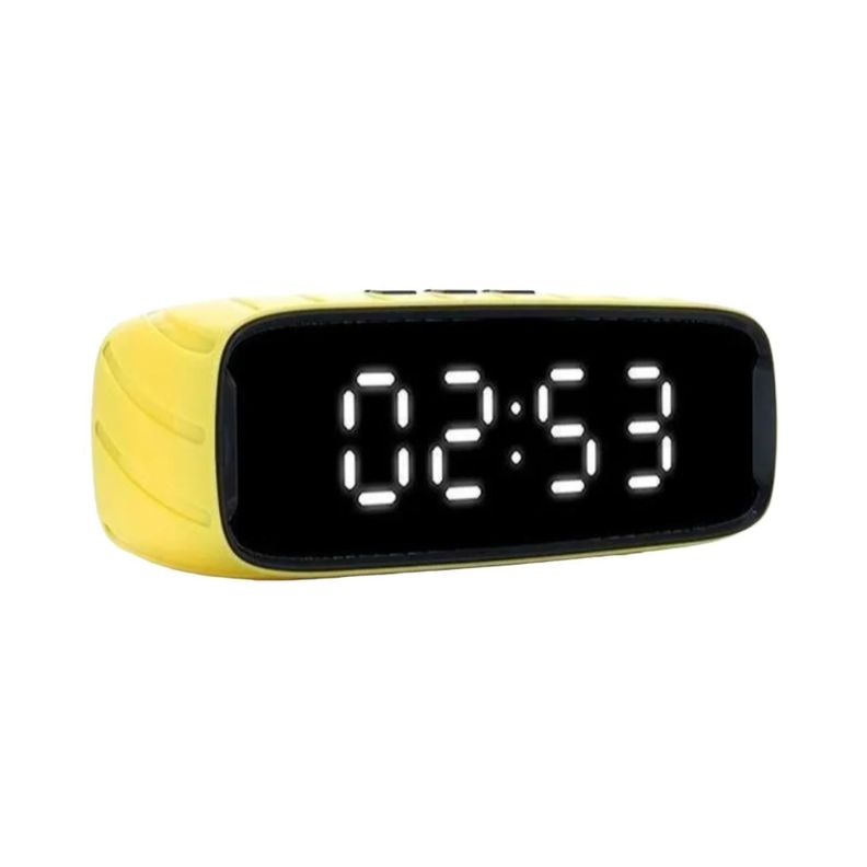 Parlante Bluetooth Inalámbrico Con Reloj/alarma Tipo Espejo - amarillo-0
