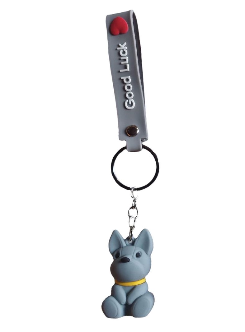 LLAVERO SILICONA DISEÑO PERRO GRIS-0