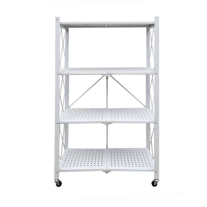 Estante  Plegable con Ruedas 4 niveles Blanco-1