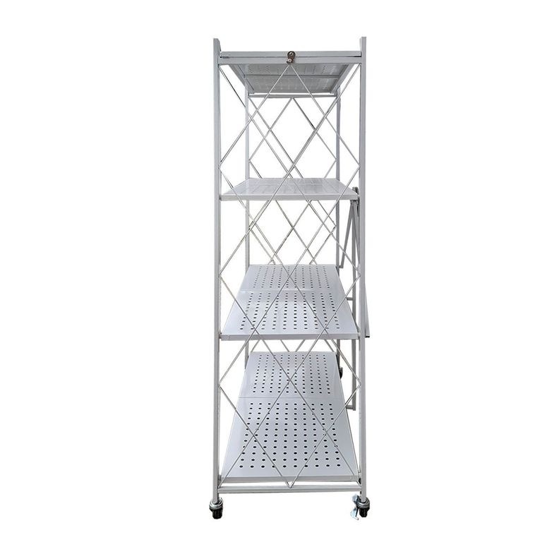 Estante  Plegable con Ruedas 4 niveles Blanco-3