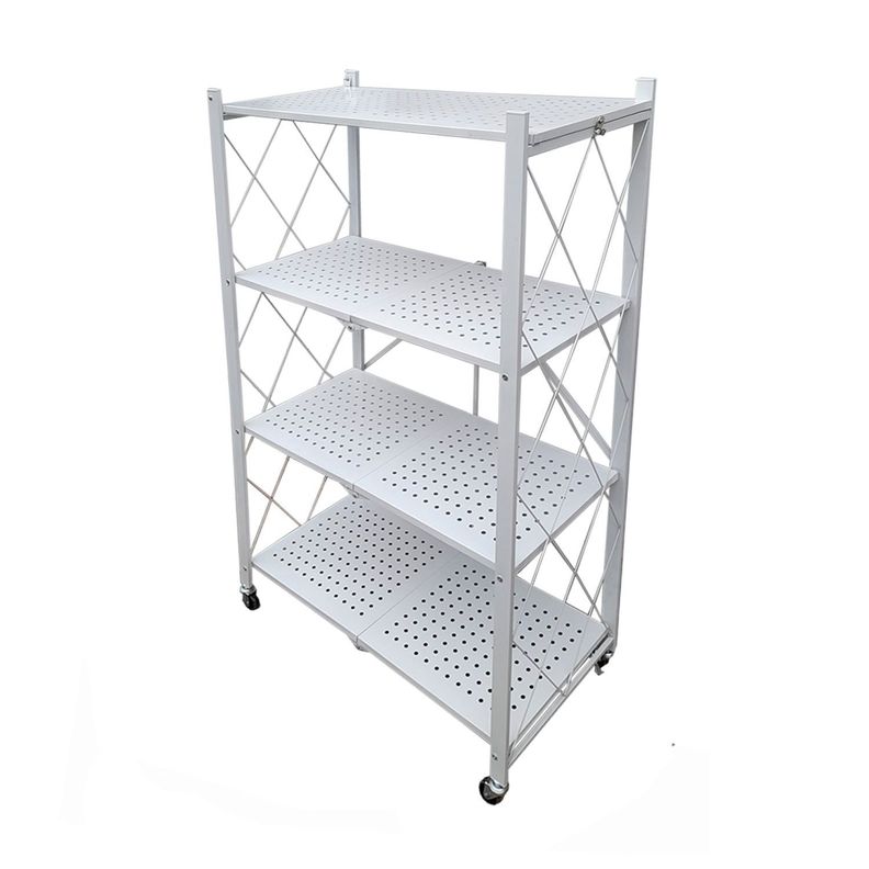 Estante  Plegable con Ruedas 4 niveles Blanco-0