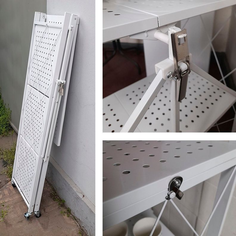 Estante  Plegable con Ruedas 4 niveles Blanco-4