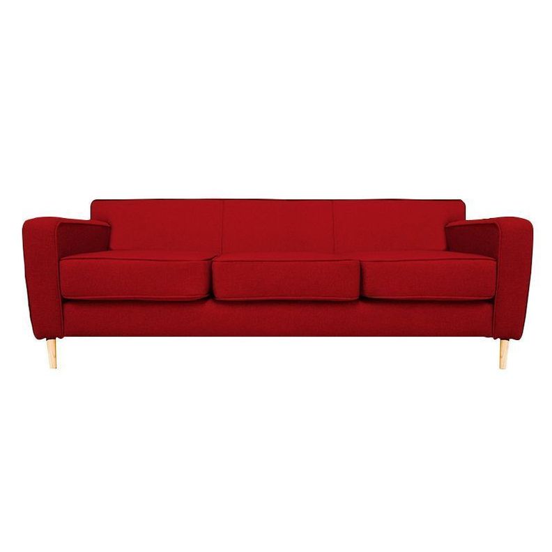 Sofa Lilen Chenille Tipo Lino Rojo 2 Cuerpos