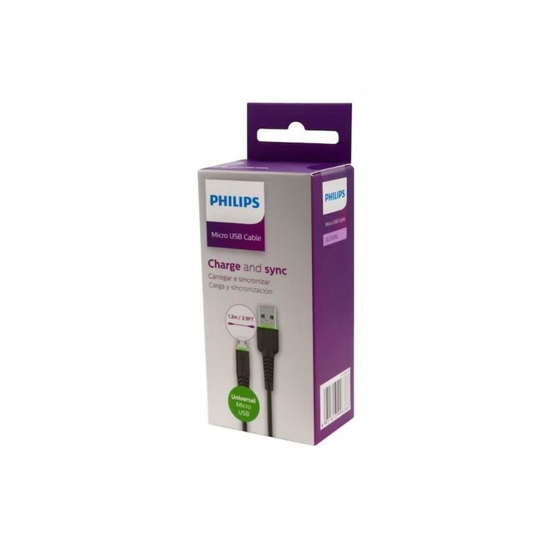 Cable Philips USB a Micro USB 1.2mt Black-2