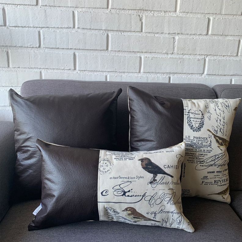 Cojin Decorativo EcoCuero Cafe Oscuro 45x45 Relleno-4