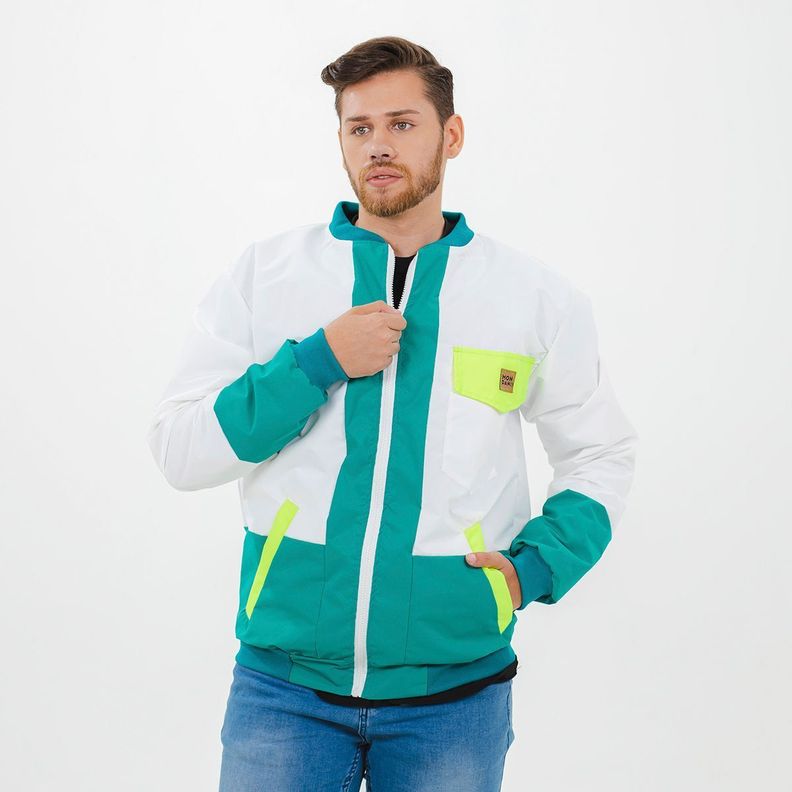 CORTAVIENTO TIPO BOMBER WHITE GREEN-0