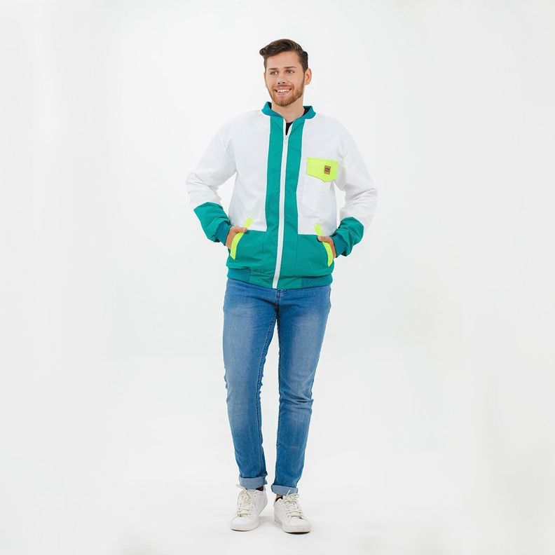 CORTAVIENTO TIPO BOMBER WHITE GREEN-4