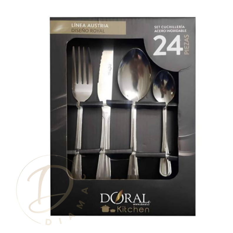 Set De Cubiertos 24 Piezas Acero Inoxidable Doral-0