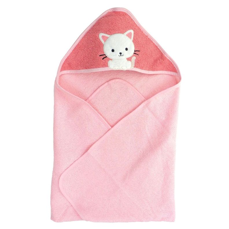 Toalla Capucha para bebé Algodón 75x75 cms rosado-1