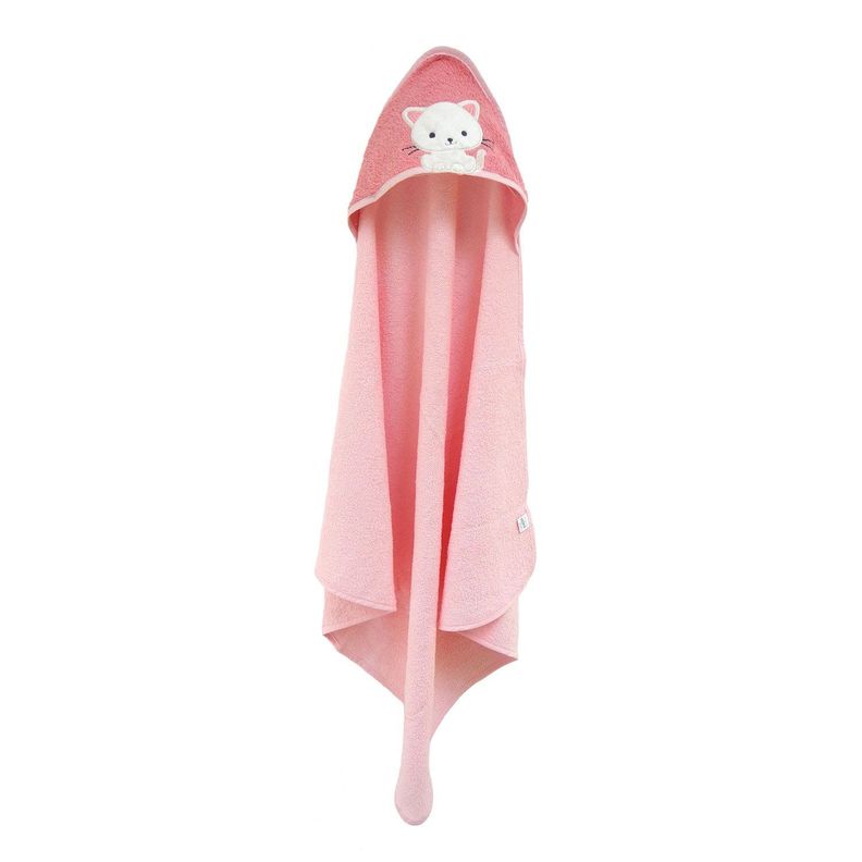 Toalla Capucha para bebé Algodón 75x75 cms rosado-2