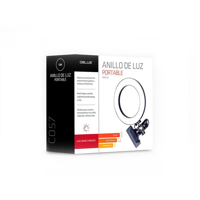 Aro Anillo de Luz Con Clip Giratorio 16cm Dblue-2