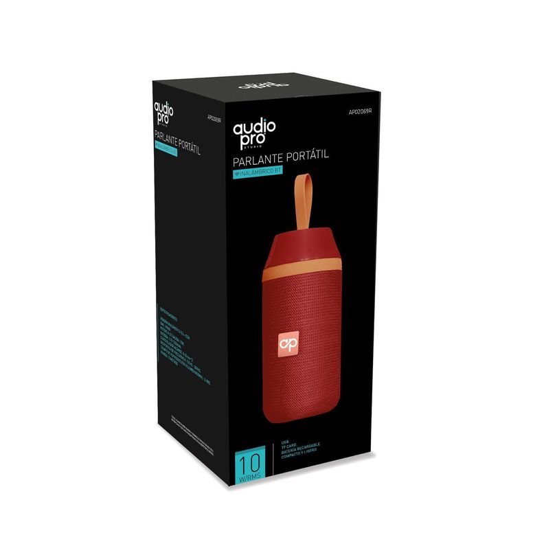 Parlante Bluetooth Portatil 10W USB Rojo Audiopro-1