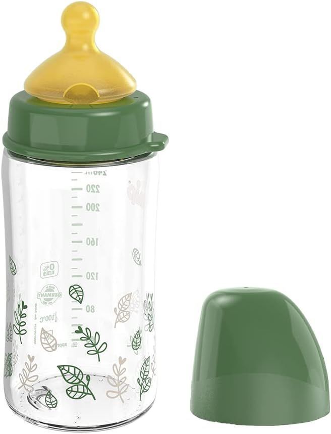 Mamadera Vidrio Latex Cherry Green 240 ml verde -0