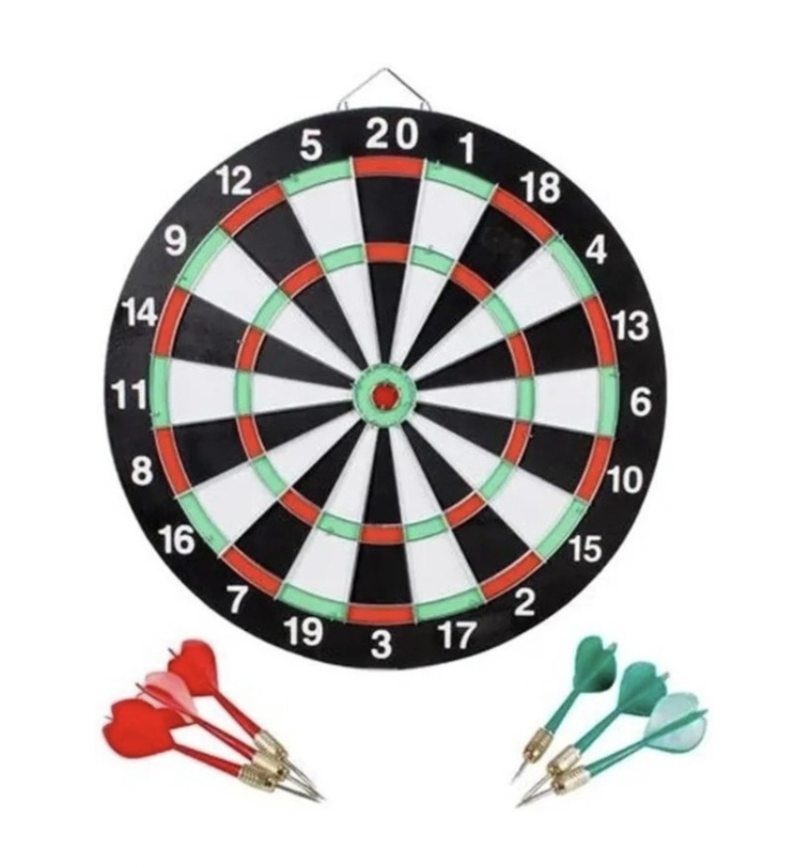  Tablero Tiro Al Blanco Reversible 42 Cm 6 Dardos-0