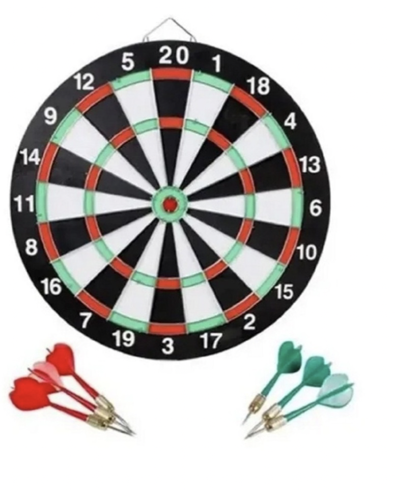  Tablero Tiro Al Blanco Reversible 42 Cm 6 Dardos-4