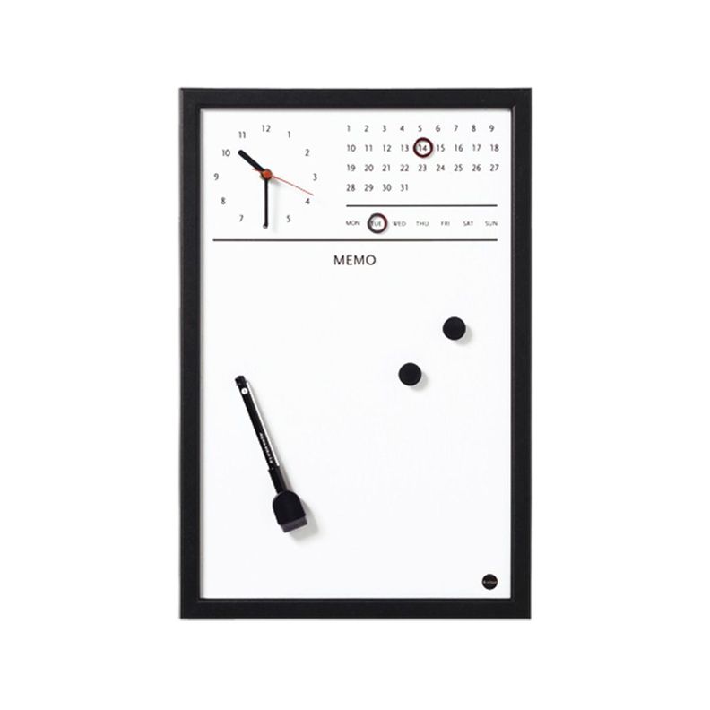 Pizarra Magnética Reloj 45x30 Marco Negro-0