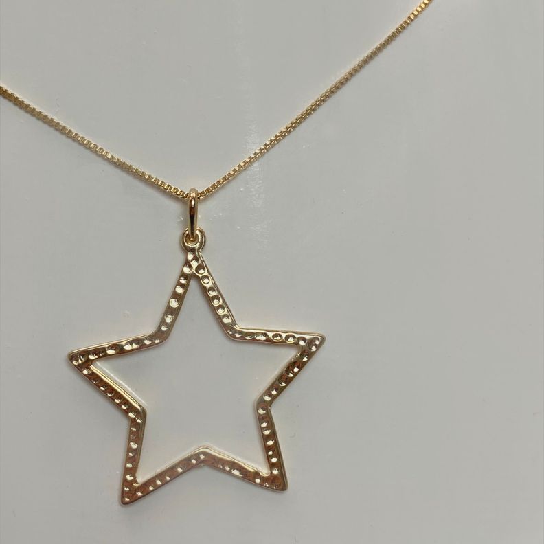 Collar Estrella Martillada Enchapado Oro 18K-1