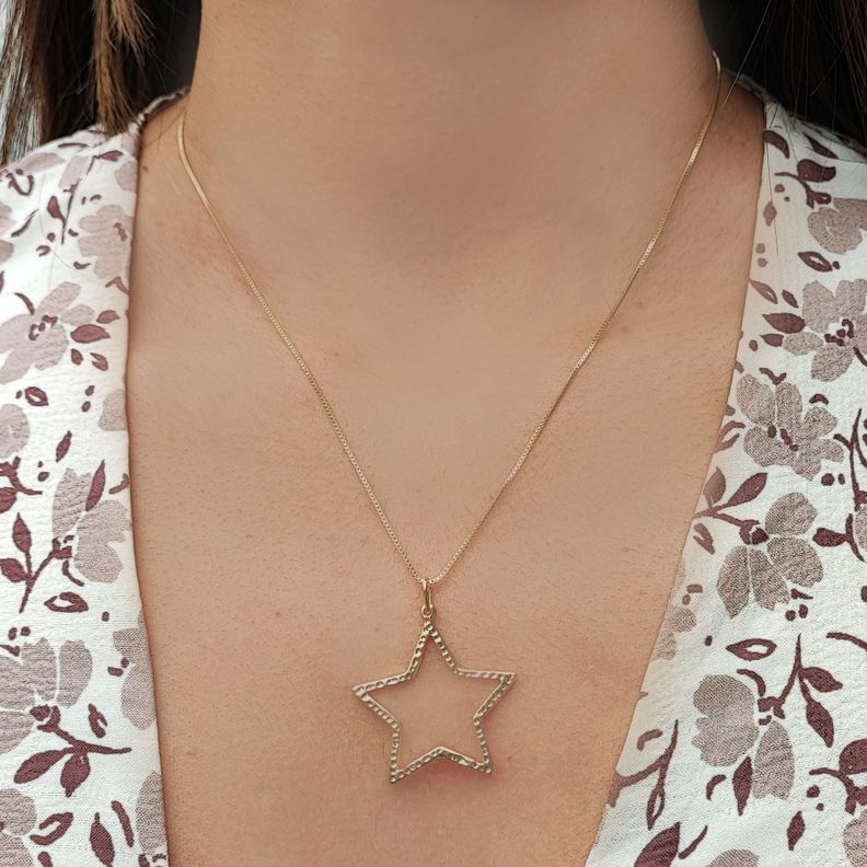 Collar Estrella Martillada Enchapado Oro 18K-2