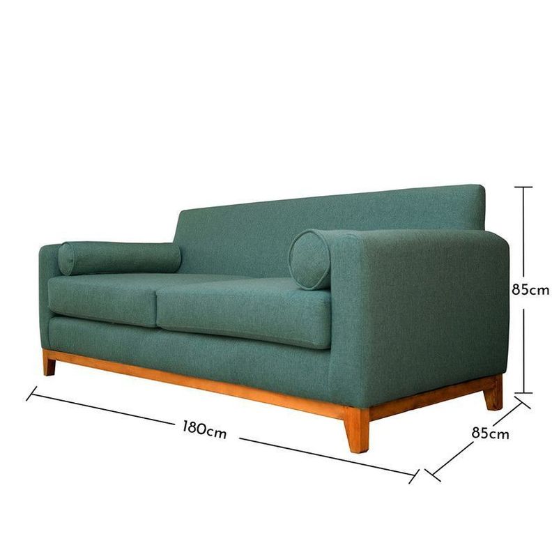 Sofá Meli Chenille Tipo Lino Verde 2 Cuerpos-4