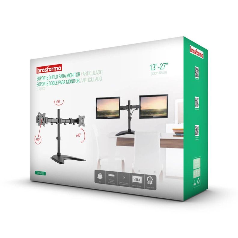 Soporte TV/MONITOR Doble - mesa 13" a 27" - 360° 16kg-3