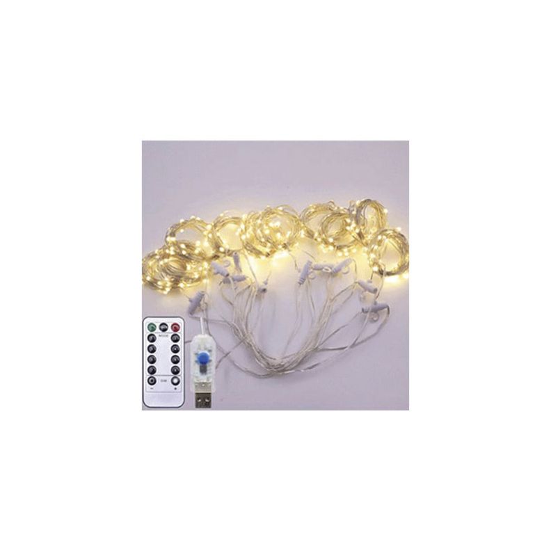 Guirnalda Cortina de Luz Led Blanco Calido USB -2