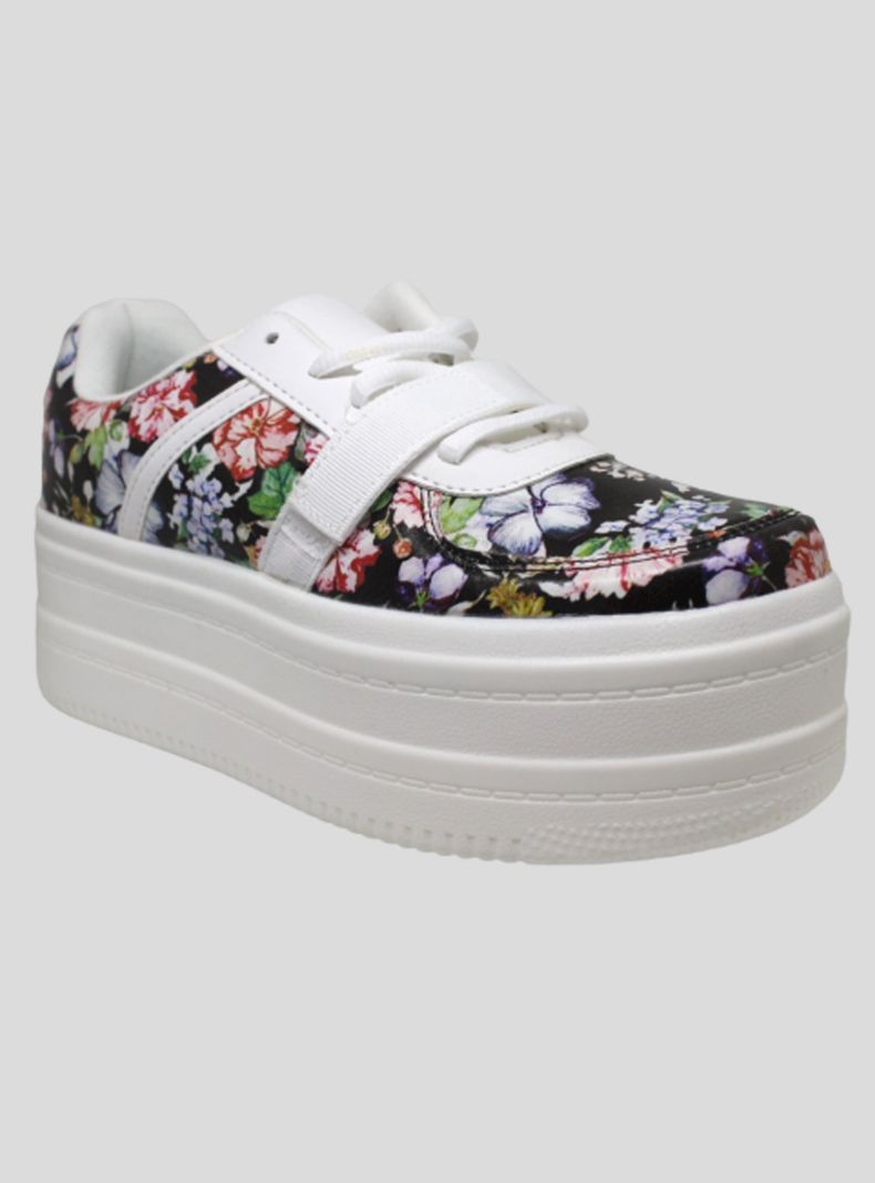 Zapatilla Plataforma Urbana Flores Mujer-0