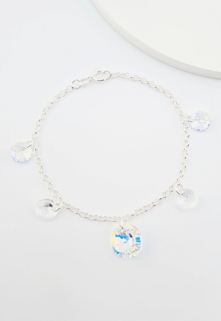 Pulsera Nepal Plata 925 Cristales Aurora Boreal-3