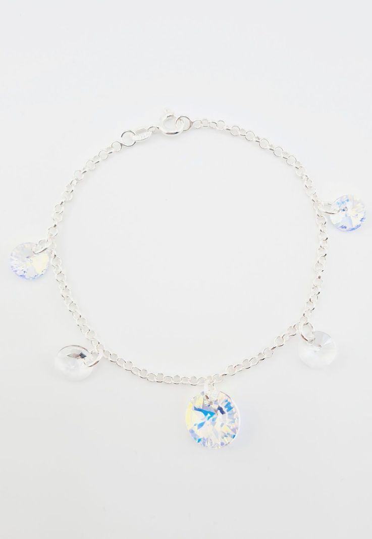 Pulsera Nepal Plata 925 Cristales Aurora Boreal-4