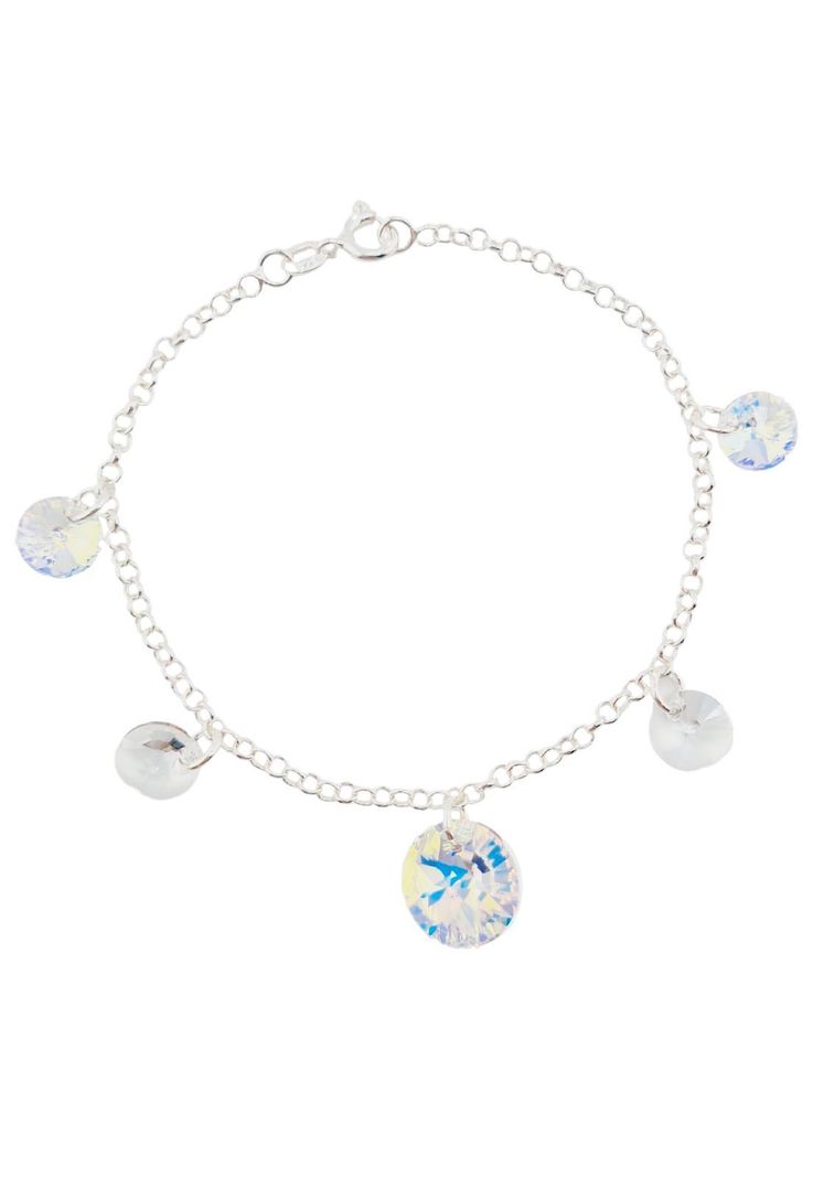 Pulsera Nepal Plata 925 Cristales Aurora Boreal-0