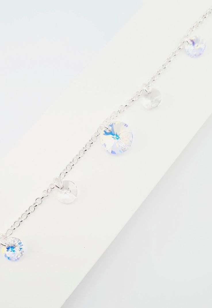 Pulsera Nepal Plata 925 Cristales Aurora Boreal-2