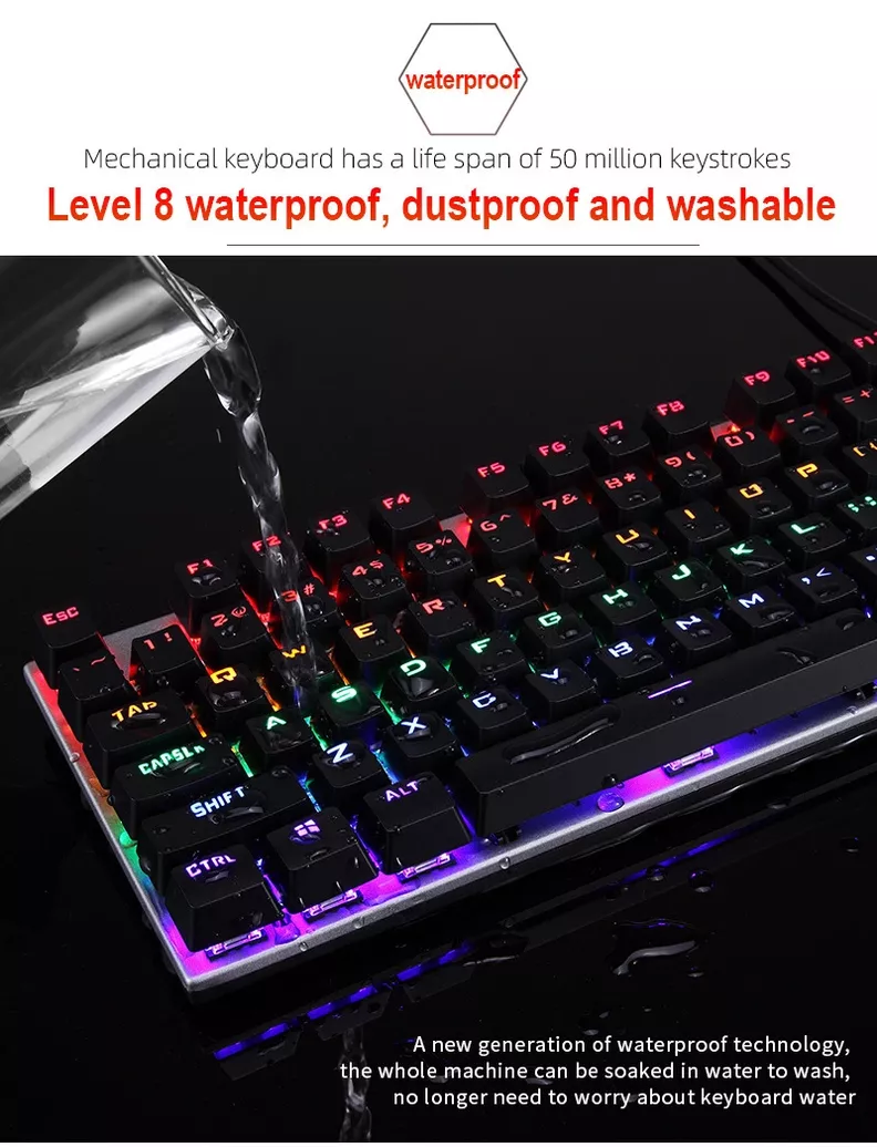 Teclado Gamer Mecanico Forev Ingles, Negro Con Luz Rgb, Usb-2