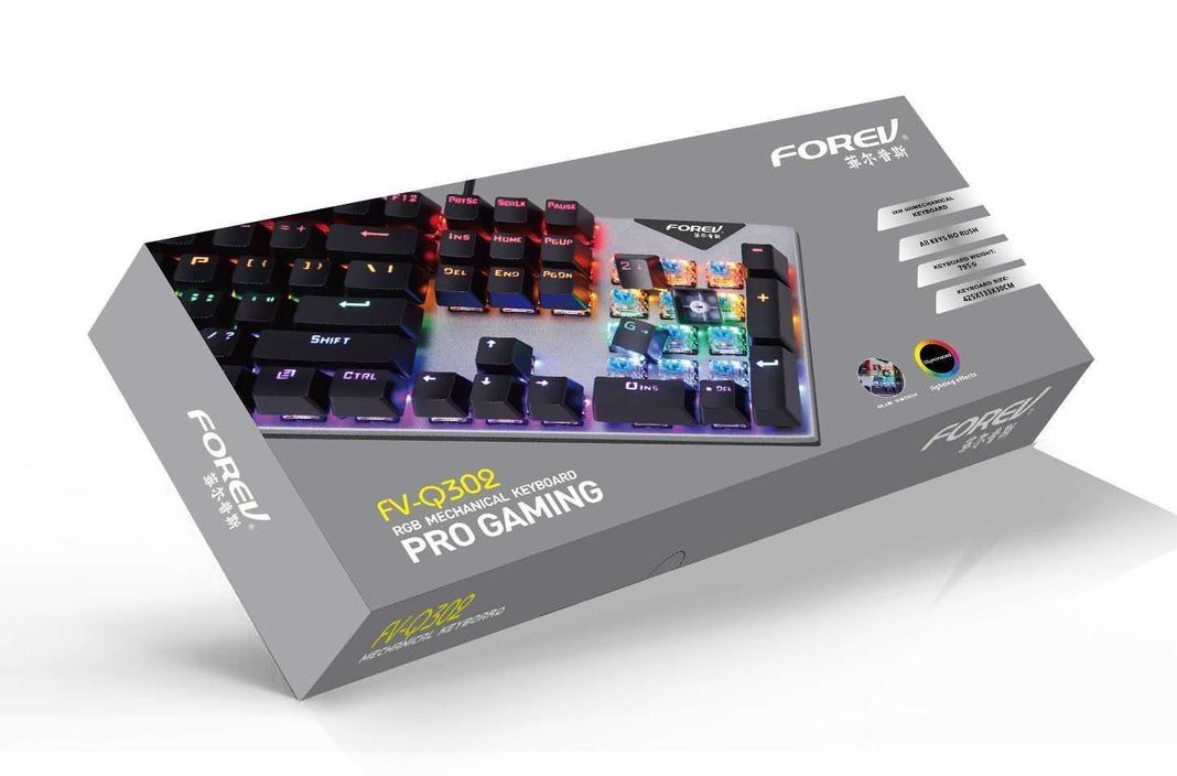 Teclado Gamer Mecanico Forev Ingles, Negro Con Luz Rgb, Usb-1