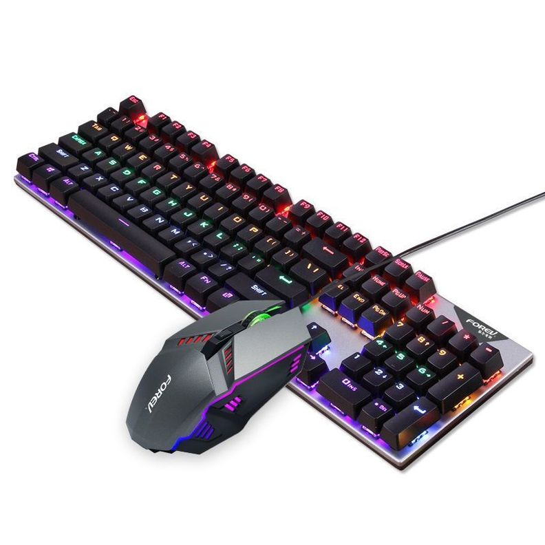 Teclado Gamer Mecanico Forev Ingles, Negro Con Luz Rgb, Usb-0