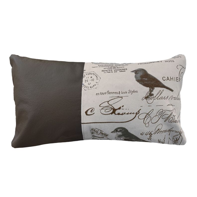 Funda Cojin Decorativo EcoCuero Aves Cafe 50x30-0
