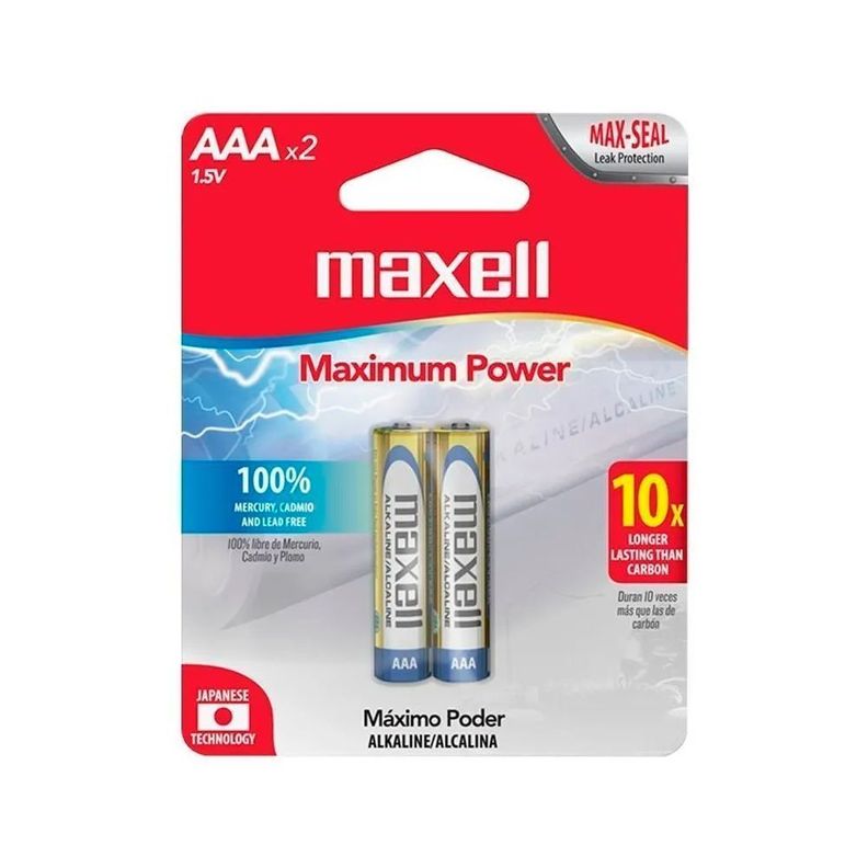 Pilas Maxell Alkalinas Aaa X2 1.5v - Malik Computacion-0